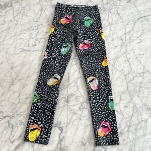 Goldsheep Mouth Kiss Rolling Stone Leggings Girls Size M 8-10